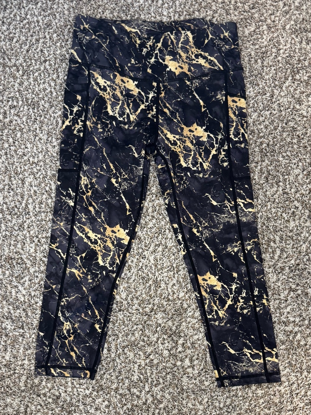 Constantly Varied Gear Marble Leggings Women’s Medium Black Gold CVG Pocket